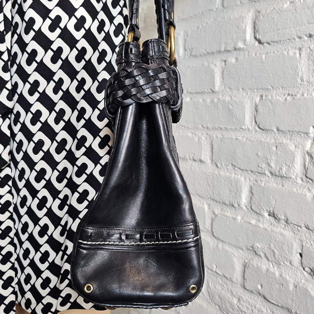 Coach Hamptons Leather Shoulder Bag Black Braided Strap Tassel Vintage - Picture 9 of 16